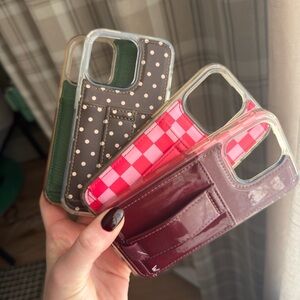 Elegant Phone Case Trio with Pink, Black, and Maroon Designs